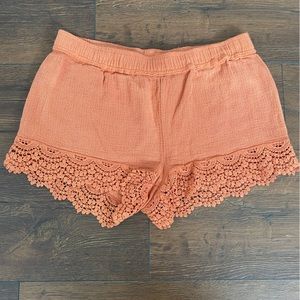 Indigo Rein Orange Woven Shorts